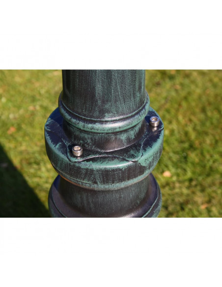 Lampione da Giardino 2 Bracci 230 cm Verde Scuro/Nero Alluminio