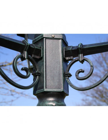 Lampione da Giardino 3 Bracci 215 cm Verde Scuro/Nero Alluminio