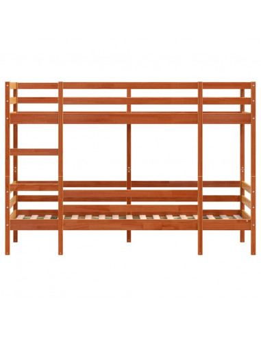 Letto a Castello Marrone Cera 90x200 cm in Legno di Pino