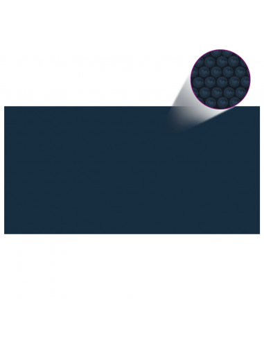 Pellicola Galleggiante Solare PE Piscina 488x244 cm Nero e Blu