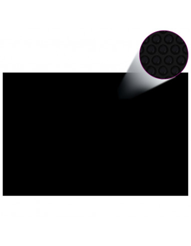 Pellicola Galleggiante Solare PE Piscina 600x400 cm Nero e Blu