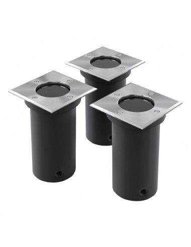Faretti a Incasso per Esterno Set 3 pz Quadrati