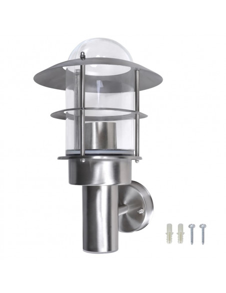 Lampada a parete da giardino patio acciaio inox da interno ed esterno