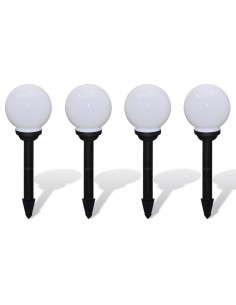 Lampioni Solari LED Giardino 4 pz Rotondi 15 cm con Picchetto 2