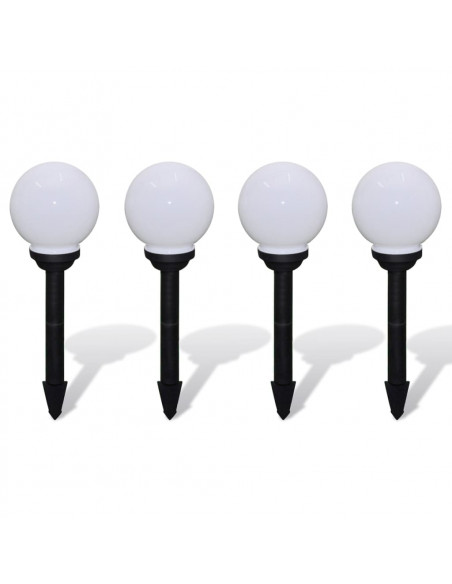 Lampioni Solari LED Giardino 4 pz Rotondi 15 cm con Picchetto