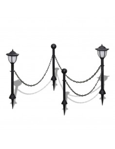 Set Recinzione a Catena con 2 Lampioncini a LED e 2 Paletti 2