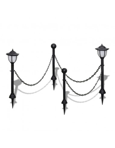 Set Recinzione a Catena con 2 Lampioncini a LED e 2 Paletti
