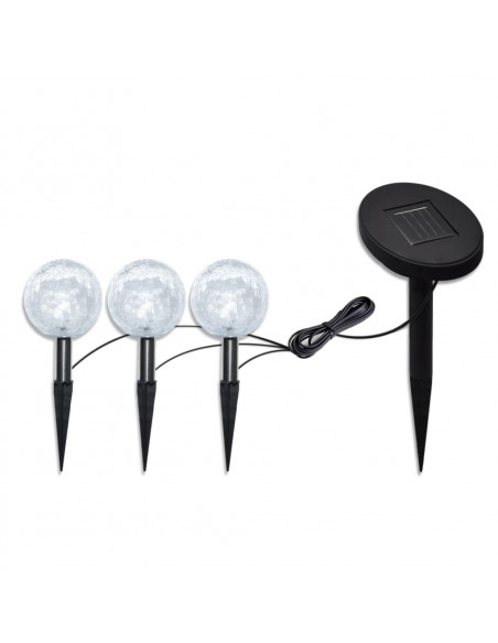 Lampioncini Solari a LED 3 pz con Picchetti e Pannelli Solari