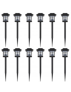 Luce esterna Lampada solare a LED 12 pz con spuntone 8,6 x 8,6 x 38 cm 2