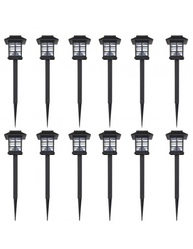 Luce esterna Lampada solare a LED 12 pz con spuntone 8,6 x 8,6 x 38 cm