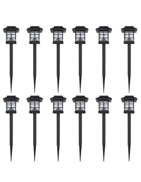 Luce esterna Lampada solare a LED 12 pz con spuntone 8,6 x 8,6 x 38 cm