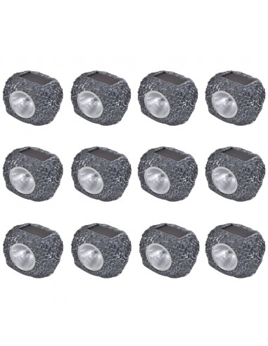 Outdoor Faretti Solari con LED Forma Pietra 12 pz