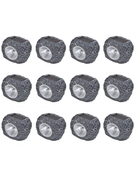 Outdoor Faretti Solari con LED Forma Pietra 12 pz