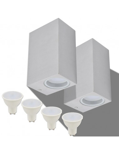 Applique LED da Parete Quadrata 2 pz Proiezione Alto/in Basso