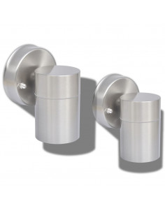 Lampada da Parete Esterno 2 pz Acciaio Inox Proiezione Basso 2