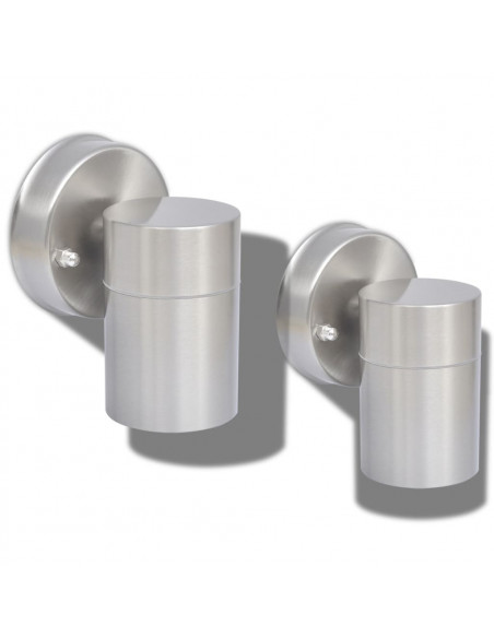 Lampada da Parete Esterno 2 pz Acciaio Inox Proiezione Basso