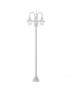 Lampione da Giardino E27 220 cm in Alluminio 3 Lampade Bianco 2