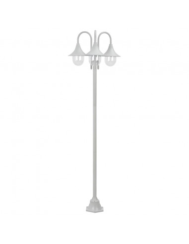 Lampione da Giardino E27 220 cm in Alluminio 3 Lampade Bianco