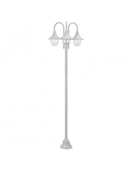 Lampione da Giardino E27 220 cm in Alluminio 3 Lampade Bianco