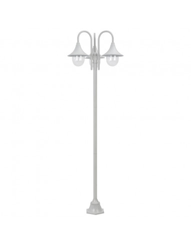 Lampione da Giardino E27 220 cm in Alluminio 3 Lampade Bianco