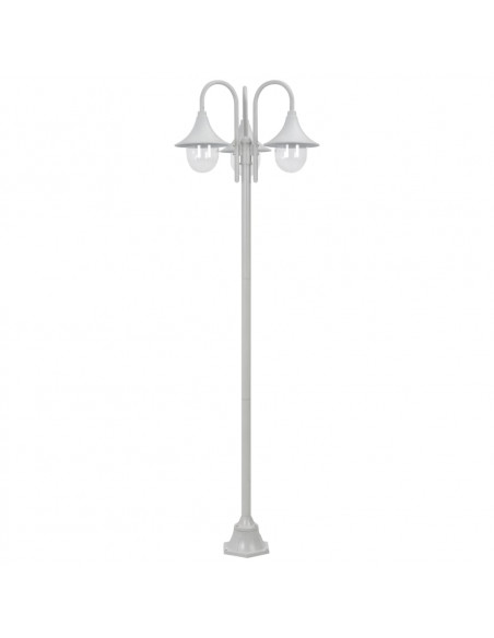 Lampione da Giardino E27 220 cm in Alluminio 3 Lampade Bianco