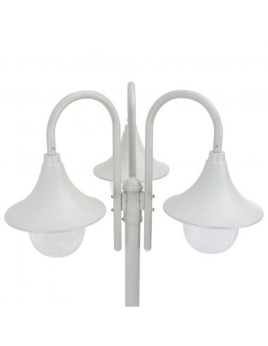 Lampione da Giardino E27 220 cm in Alluminio 3 Lampade Bianco