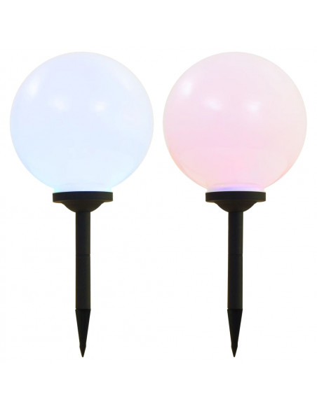 Lampade Solari da Esterni Sferiche 2 pz LED RGB 30 cm