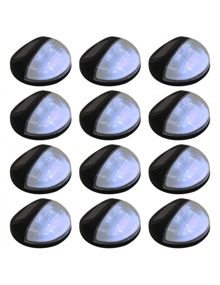 Lampade Solari da Parete da Esterni a LED 12 pz Rotonde Nere