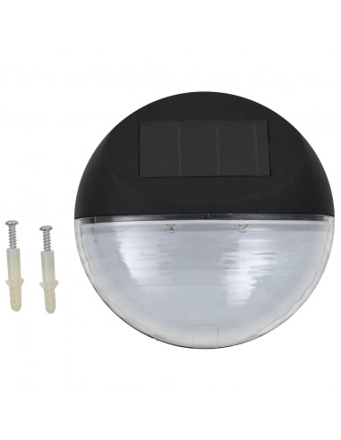 Lampade Solari da Parete da Esterni a LED 12 pz Rotonde Nere