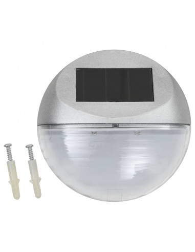 Lampade Solari da Parete da Esterni a LED 12 pz Rotonde Argento