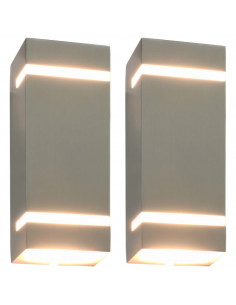 Lampade da Parete da Esterno 2 pz 35 W Argento Rettangolari 2