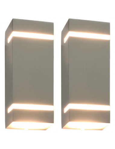 Lampade da Parete da Esterno 2 pz 35 W Argento Rettangolari