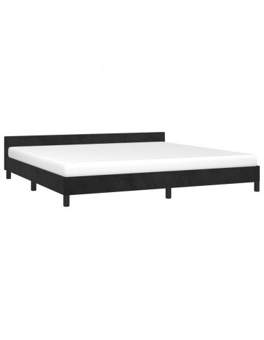 Giroletto con Testiera Nero 200x200 cm in Velluto