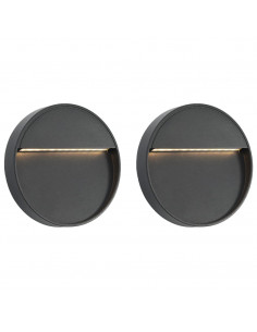 Lampade da Parete da Esterno a LED 2 pz 3 W Nere Rotonde 2