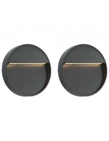 Lampade da Parete da Esterno a LED 2 pz 3 W Nere Rotonde