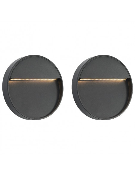 Lampade da Parete da Esterno a LED 2 pz 3 W Nere Rotonde