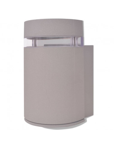 Luce da parete per esterno semi-cilindrica in alluminio grigio