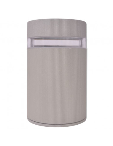 Luce da parete per esterno semi-cilindrica in alluminio grigio