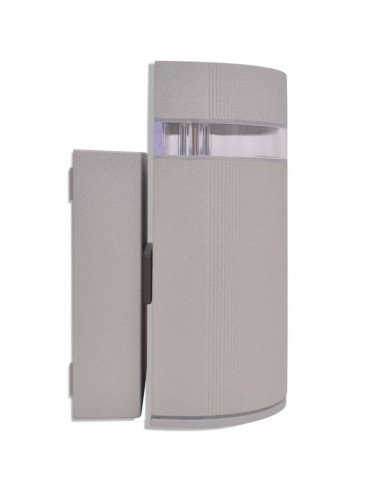 Luce da parete per esterno semi-cilindrica in alluminio grigio