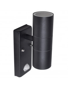 Lampada LED a Parete Acciaio Inox Forma Cilindrica Nera con Sensore 2