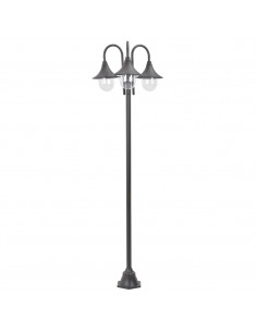 Lampione da Giardino E27 220 cm Alluminio 3 Lampade Bronzo 2