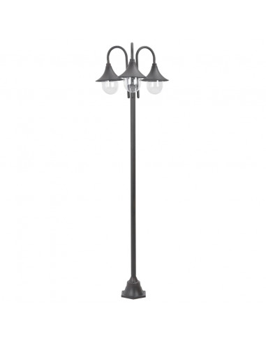Lampione da Giardino E27 220 cm Alluminio 3 Lampade Bronzo