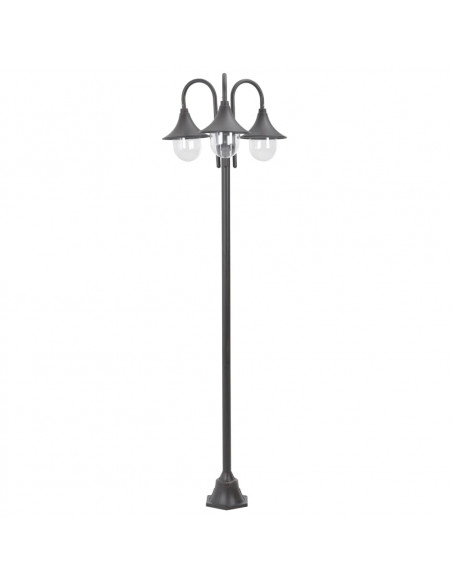 Lampione da Giardino E27 220 cm Alluminio 3 Lampade Bronzo