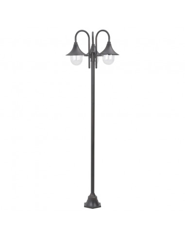 Lampione da Giardino E27 220 cm Alluminio 3 Lampade Bronzo