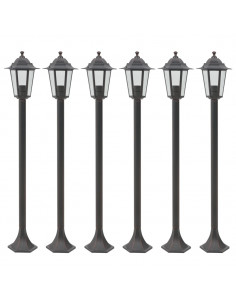 Lampioni da Giardino 6pz E27 110 cm Alluminio Bronzo 2