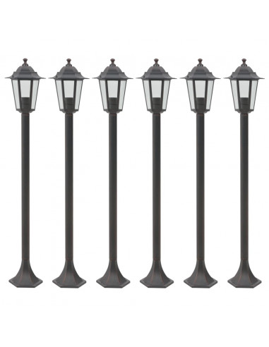 Lampioni da Giardino 6pz E27 110 cm Alluminio Bronzo