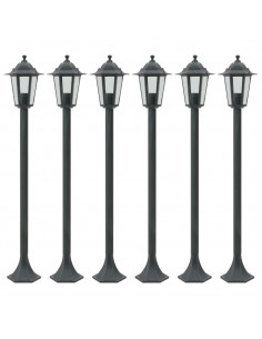 Lampioni da Giardino 6pz E27 110 cm Alluminio Verde Scuro 2