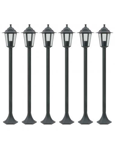 Lampioni da Giardino 6pz E27 110 cm Alluminio Verde Scuro