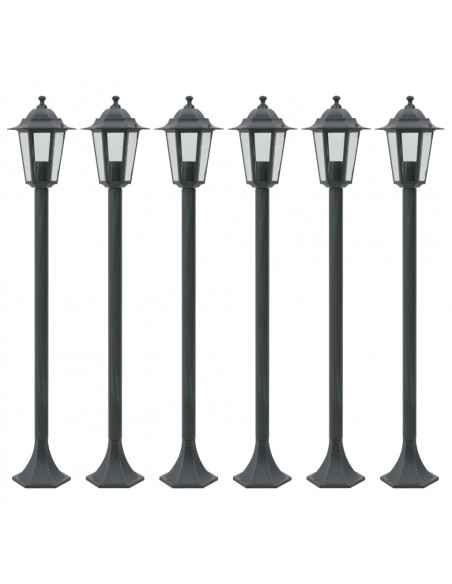 Lampioni da Giardino 6pz E27 110 cm Alluminio Verde Scuro