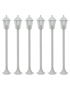 Lampioni da Giardino 6 pz E27 110 cm in Alluminio Bianco 2